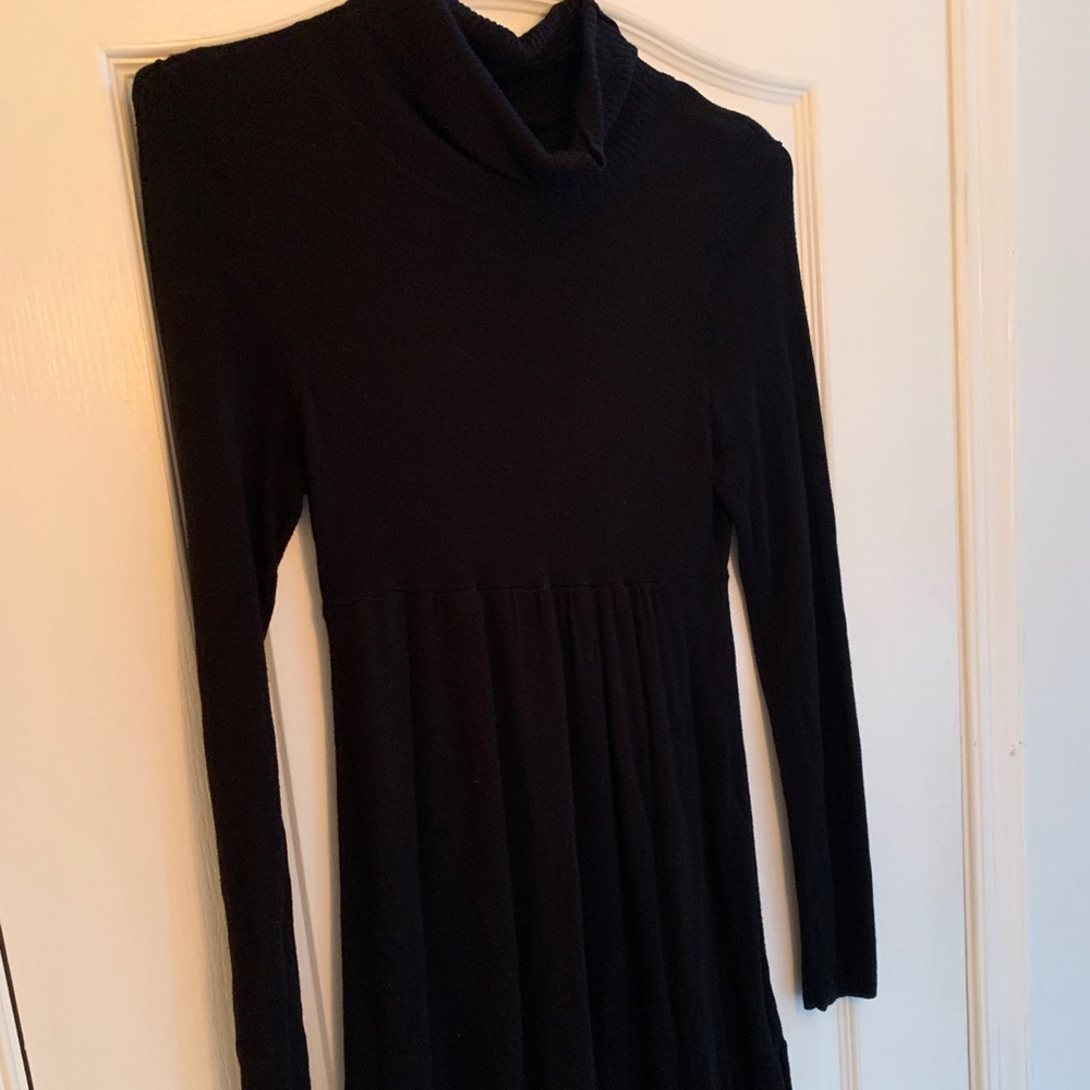 Black Sweater Dress with Cowl Neck
